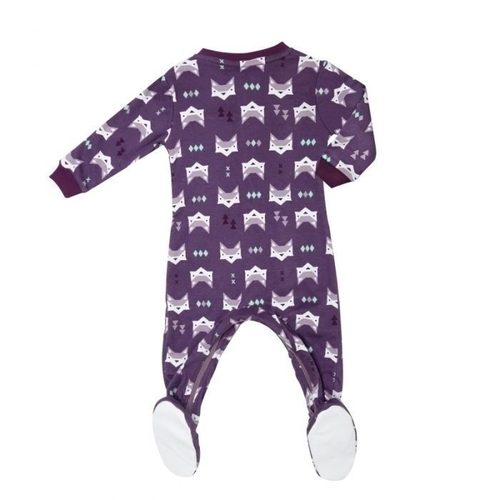 ZippyJamz有機棉寶寶拉鍊連身服 紫色狐狸